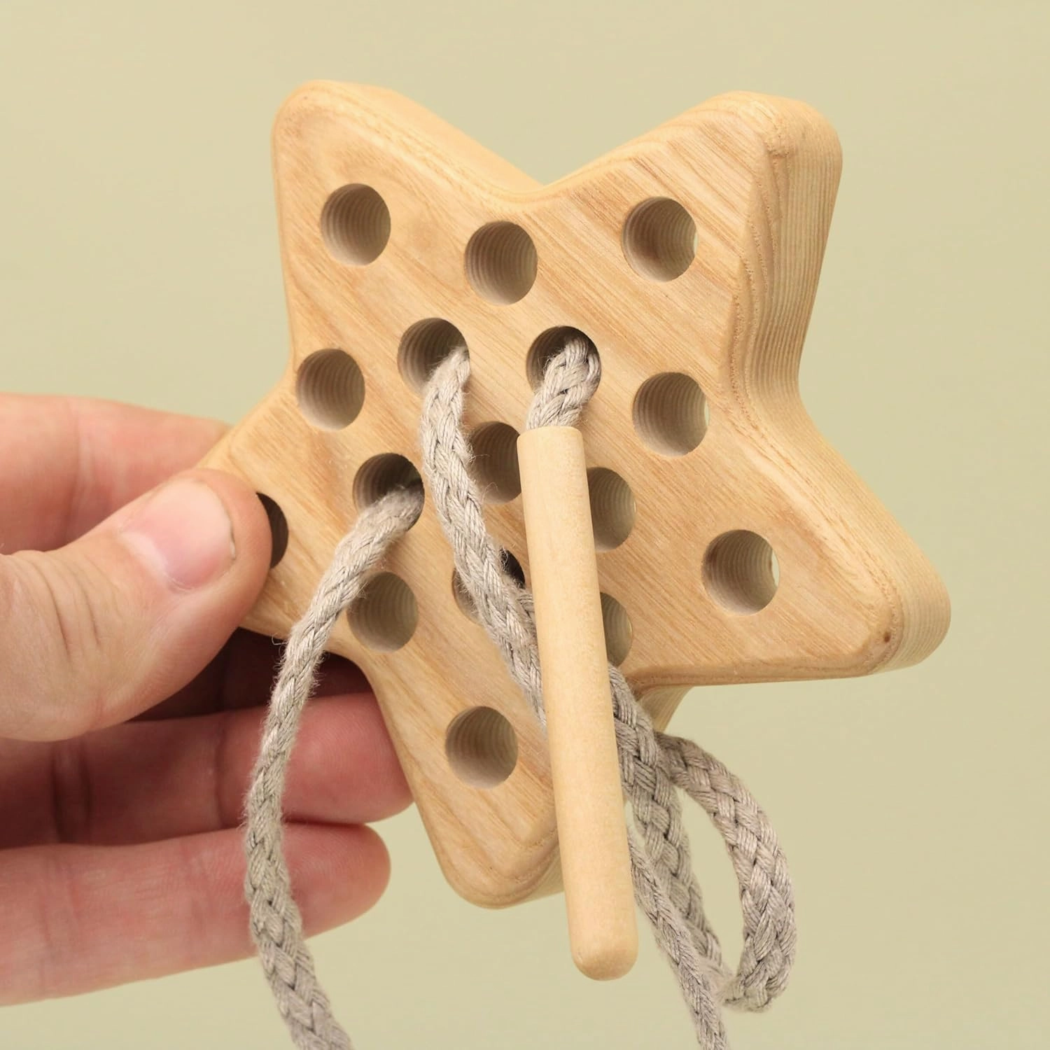 Free Shipping Handmade Wooden Threading Star, TT21 for Fine Motor Skills Waldorf Montessori Learning Perfect Gift