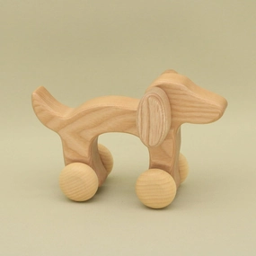 Free Shipping Natural Wheelie Dog, WA06 : Eco-Friendly Gift with Montessori and Waldorf Educational Influence Lotes Toys Baby Gift