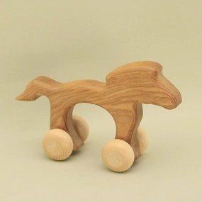 Free Shipping Natural Wheelie Horse, WA07 : Eco-Friendly Gift with Montessori and Waldorf Educational Influence Lotes Toys Baby Gift