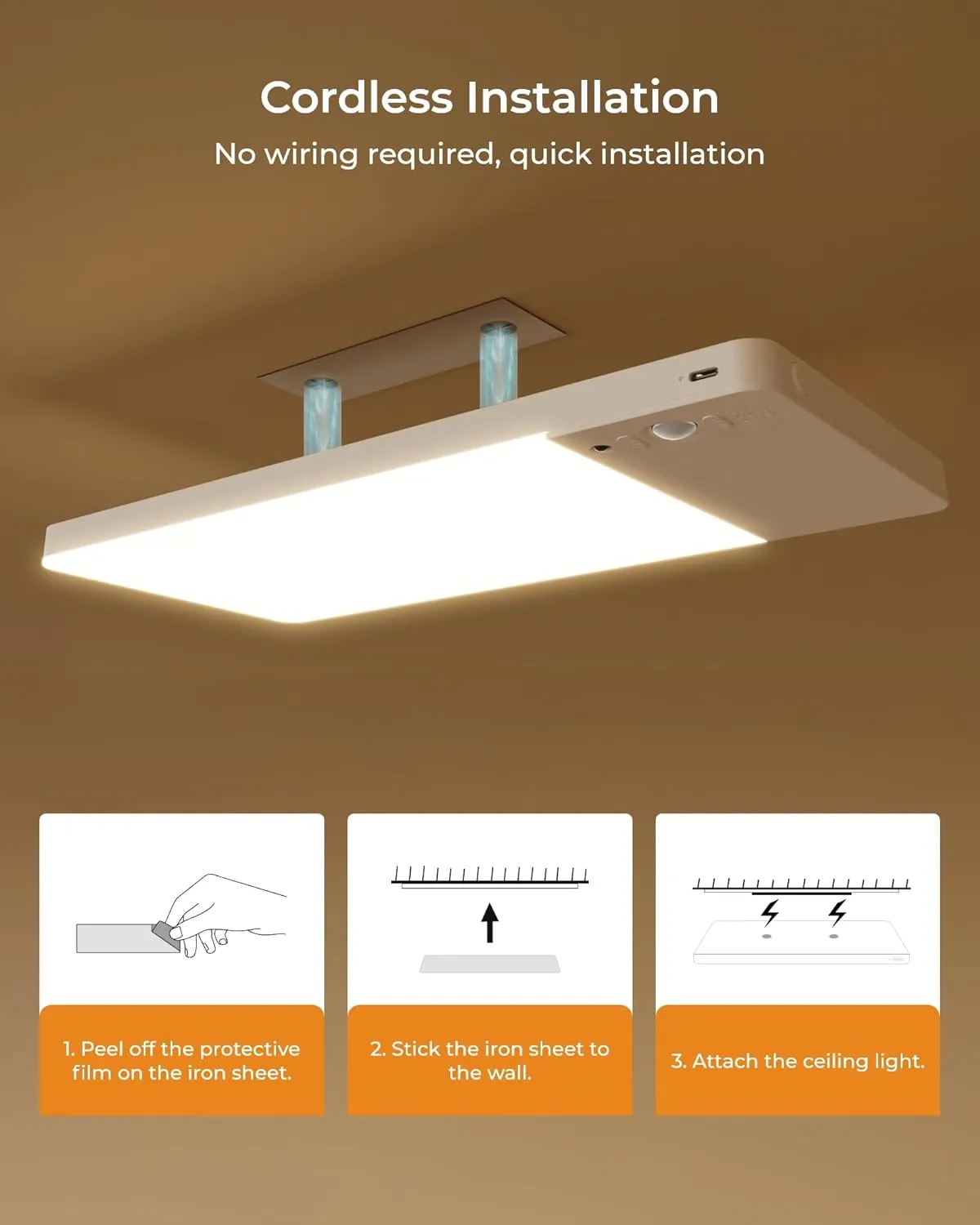 FULEN Rechargeable Motion Sensor Ceiling Light Upgraded,Closet Light with 12000mAh Battery, LED Shower Lights, Ceiling Lamp for Bathroom,Pantry,Garage,Remote Control