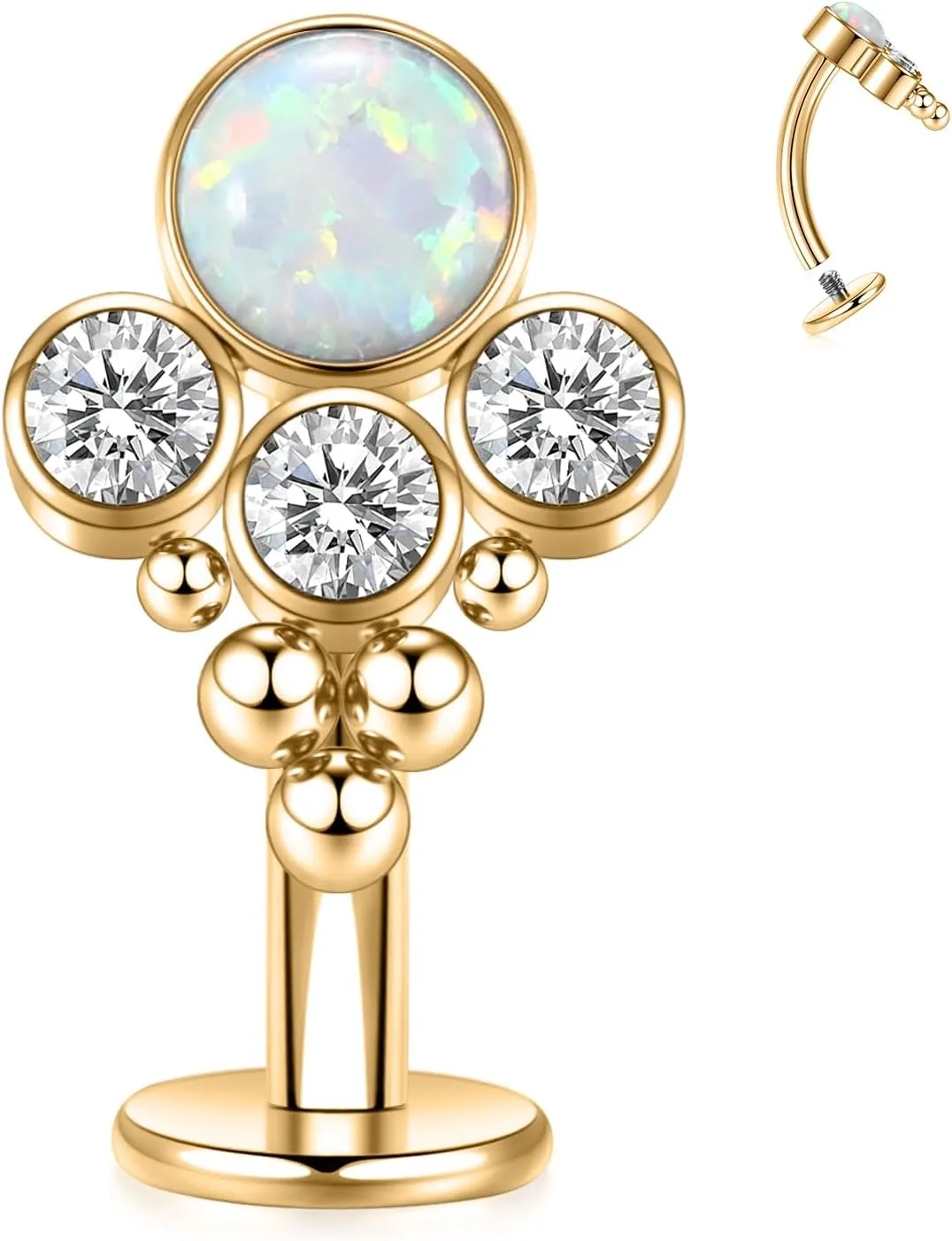FUNLMO G23 Titanium Belly Button Ring Floating Navel Piercing Jewelry 14G Belly Piercing Jewelry Internally Threaded Curved Navel Barbell 8/10/12/14mm