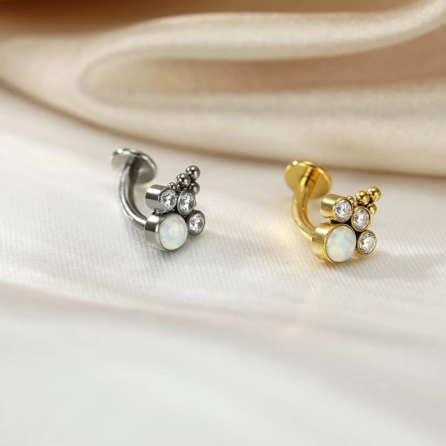 FUNLMO G23 Titanium Belly Button Ring Floating Navel Piercing Jewelry 14G Belly Piercing Jewelry Internally Threaded Curved Navel Barbell 8/10/12/14mm