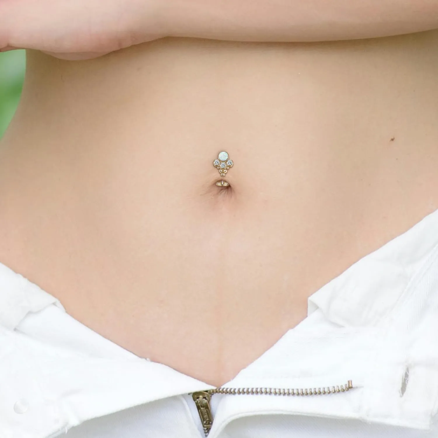 FUNLMO G23 Titanium Belly Button Ring Floating Navel Piercing Jewelry 14G Belly Piercing Jewelry Internally Threaded Curved Navel Barbell 8/10/12/14mm