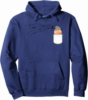 Funny singing bird in my pocket European robin bird watching Pullover Hoodie