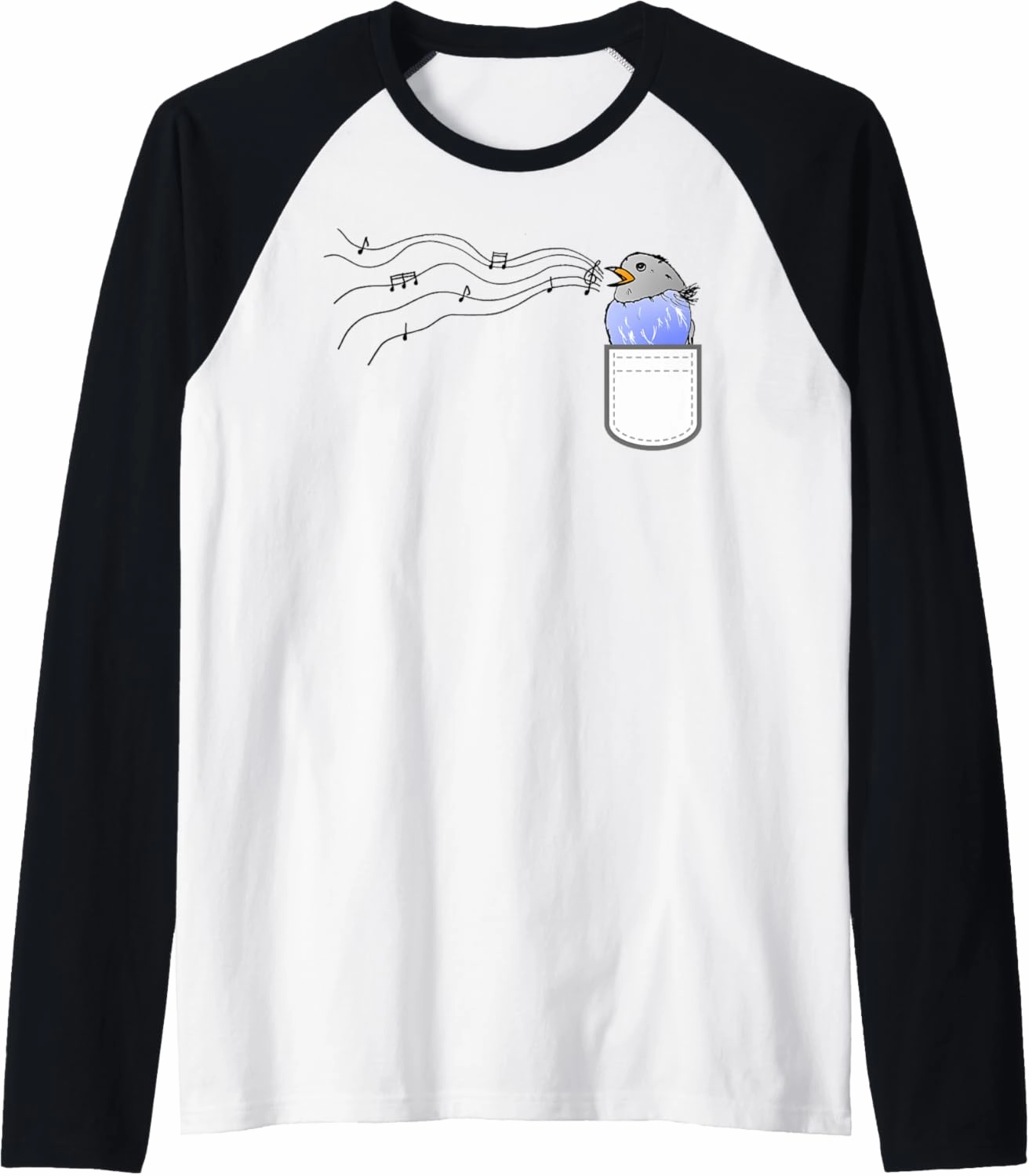 Funny Singing bird in my pocket music notes bird watching Raglan Baseball Tee