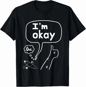 Funny Thumbs Up I'm Okay T-Shirt - Unisex-Adults, Black, Small