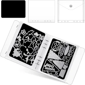 Fuyoooo 60 Pcs Stamp and Die Cut Storage Binder with Magnetic Sheets and Stamp Die Storage Pockets for Embossing Folders DIY Scrapbooking Card Making Supplies