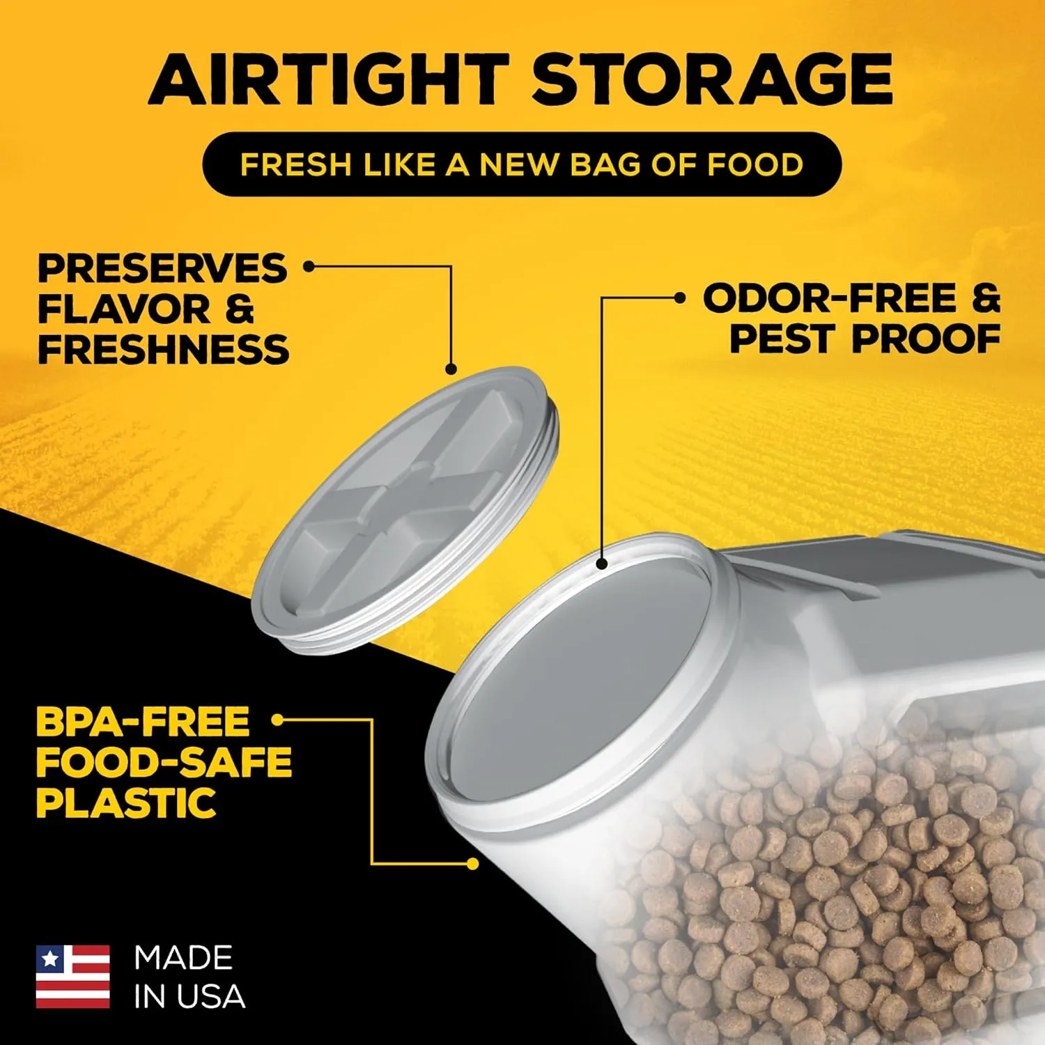 Gamma2 Vittles Vault Pet Food Storage Containers - Sealed Dog and Cat Food Storage Container, Fits up to 25lbs, Made in the USA - [12"L x 13.75"H]
