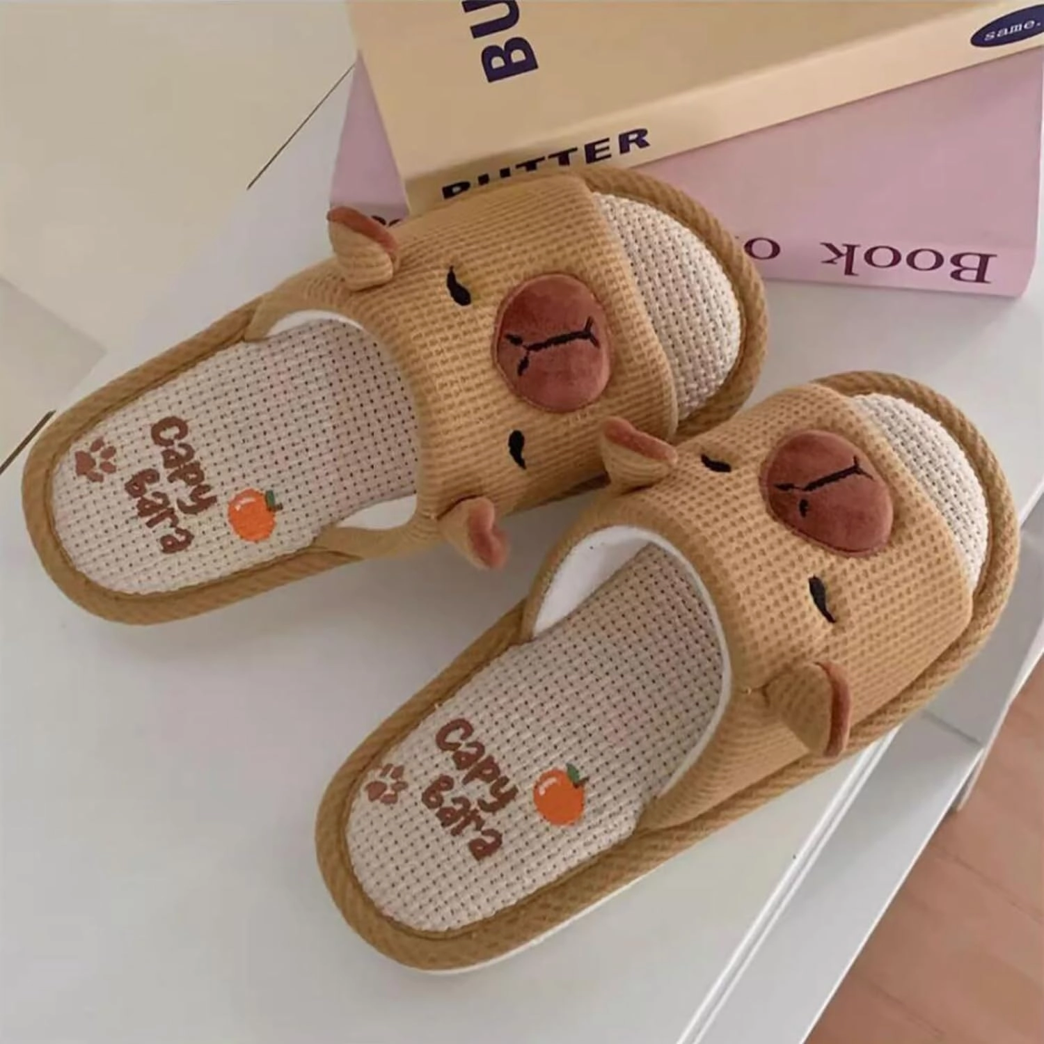 Gaolinci Cute Strawberry Slippers, Home Linen Slippers for Women