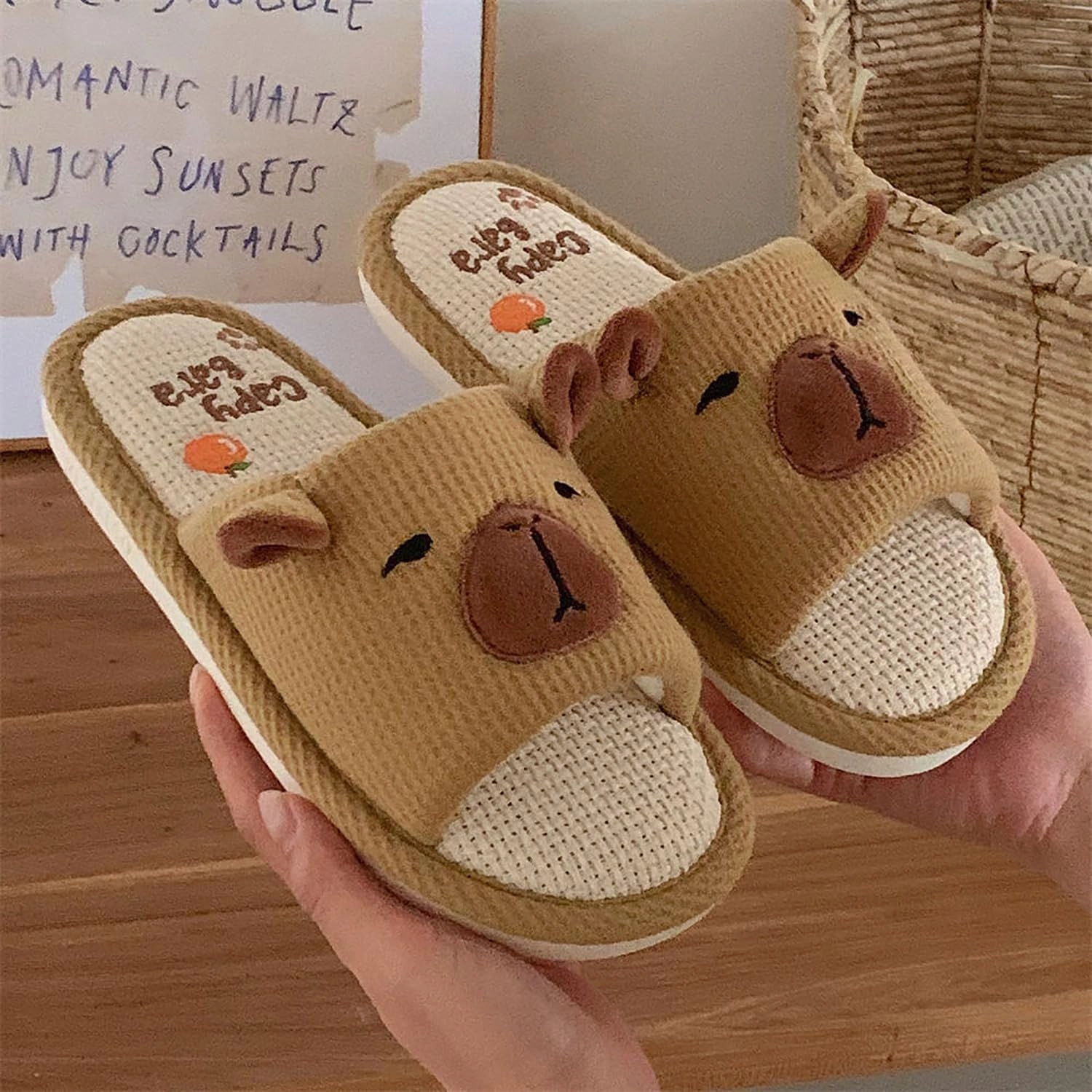 Gaolinci Cute Strawberry Slippers, Home Linen Slippers for Women