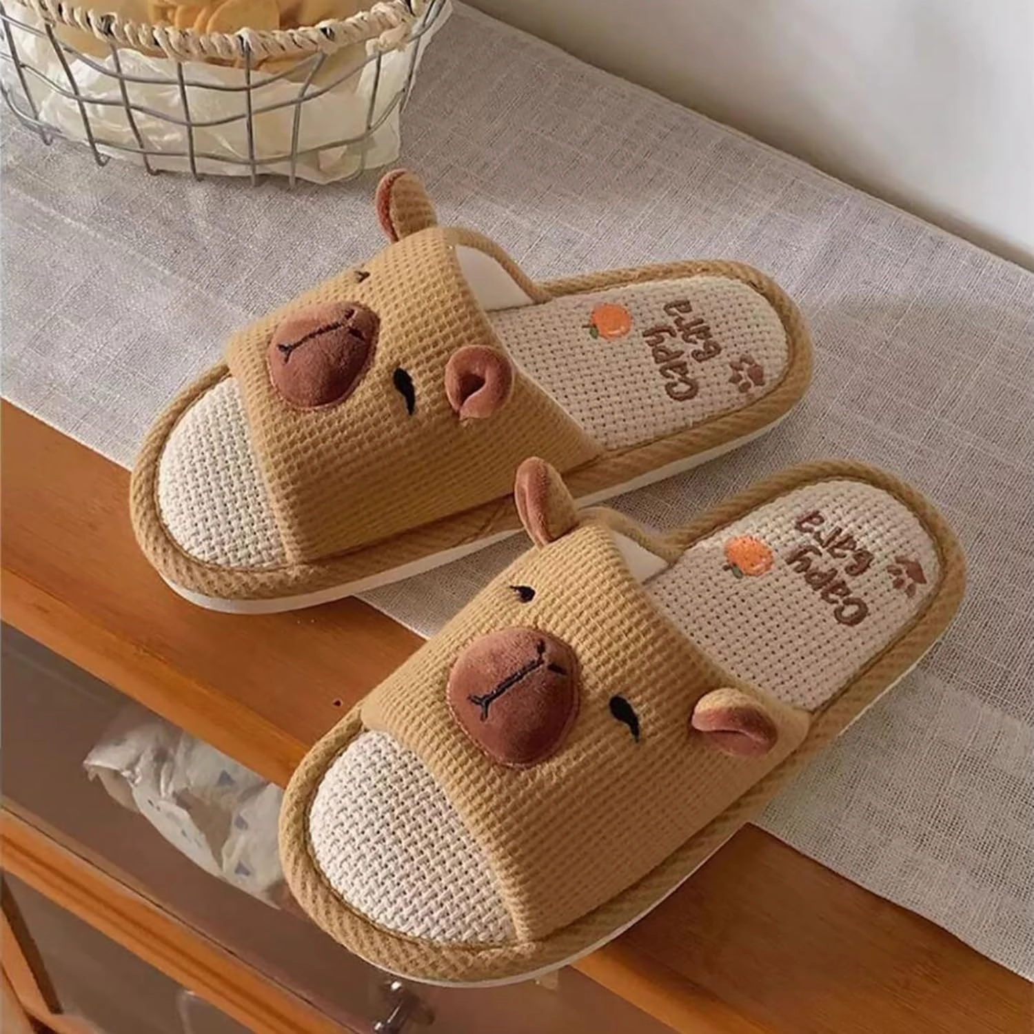 Gaolinci Cute Strawberry Slippers, Home Linen Slippers for Women
