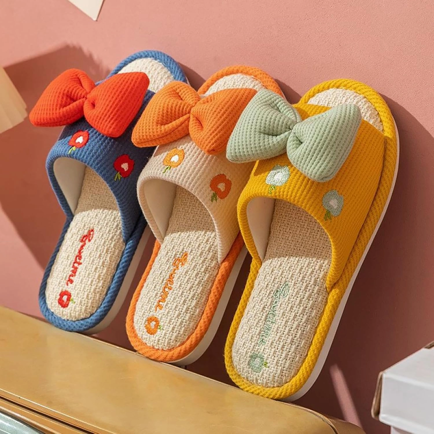 Gaolinci Cute Strawberry Slippers, Home Linen Slippers for Women