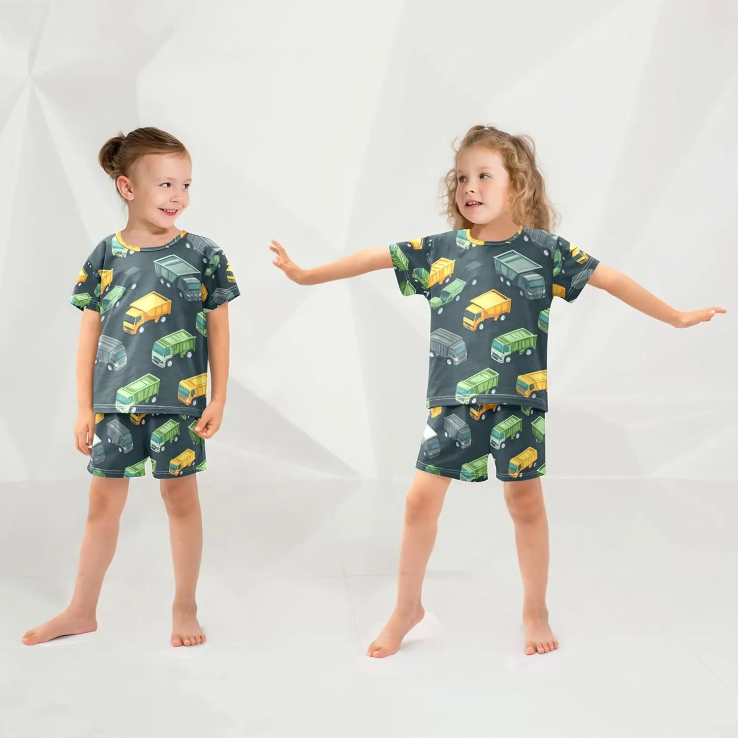 Garbage Trucks Summer Pajamas Short Set 2 Piece Sleepwear