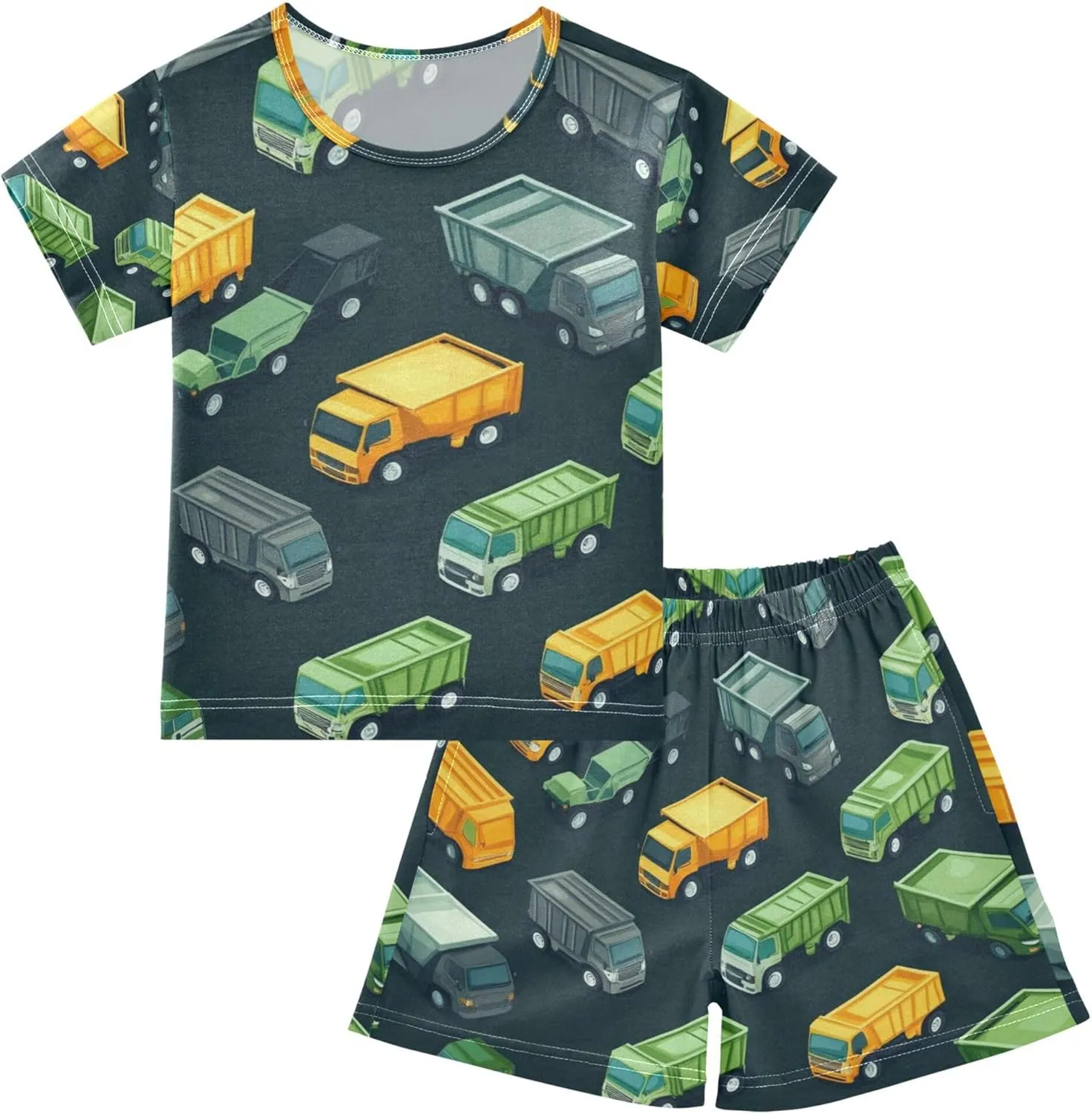 Garbage Trucks Summer Pajamas Short Set 2 Piece Sleepwear