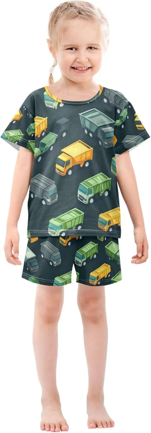 Garbage Trucks Summer Pajamas Short Set 2 Piece Sleepwear