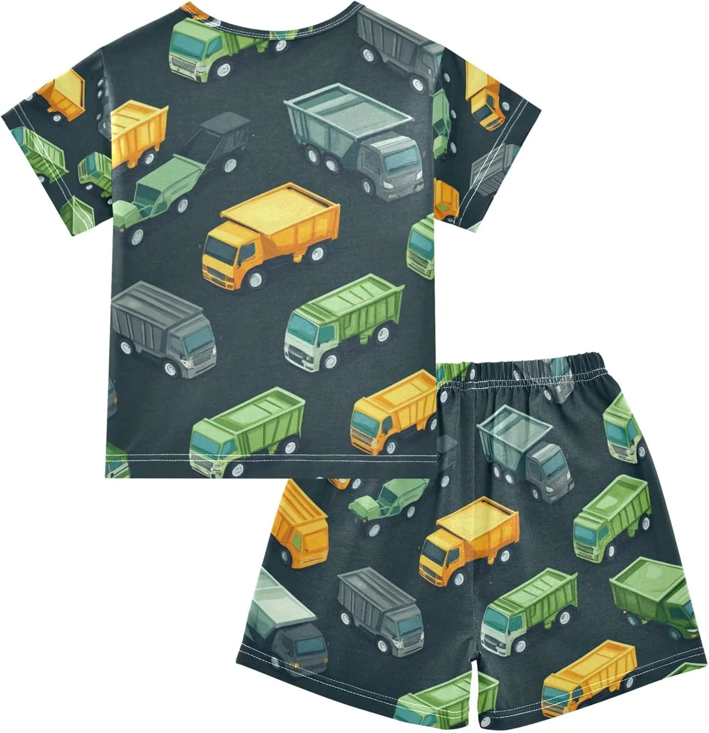 Garbage Trucks Summer Pajamas Short Set 2 Piece Sleepwear