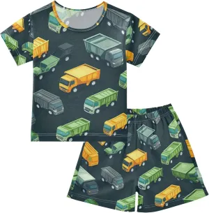 Garbage Trucks Summer Pajamas Short Set 2 Piece Sleepwear