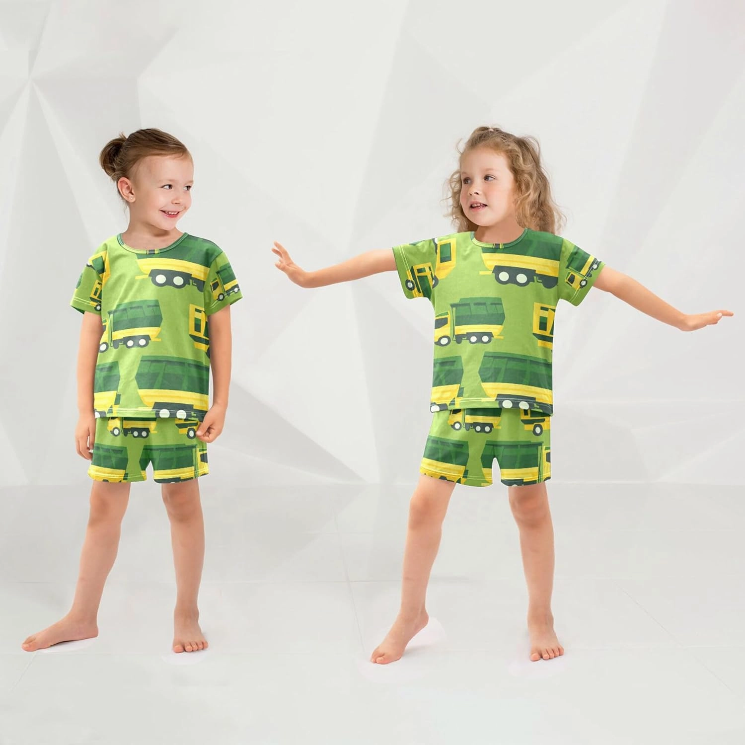 Garbage Truck Cars Pattern Pajamas Short Set 2 Piece Summer Sleepwear