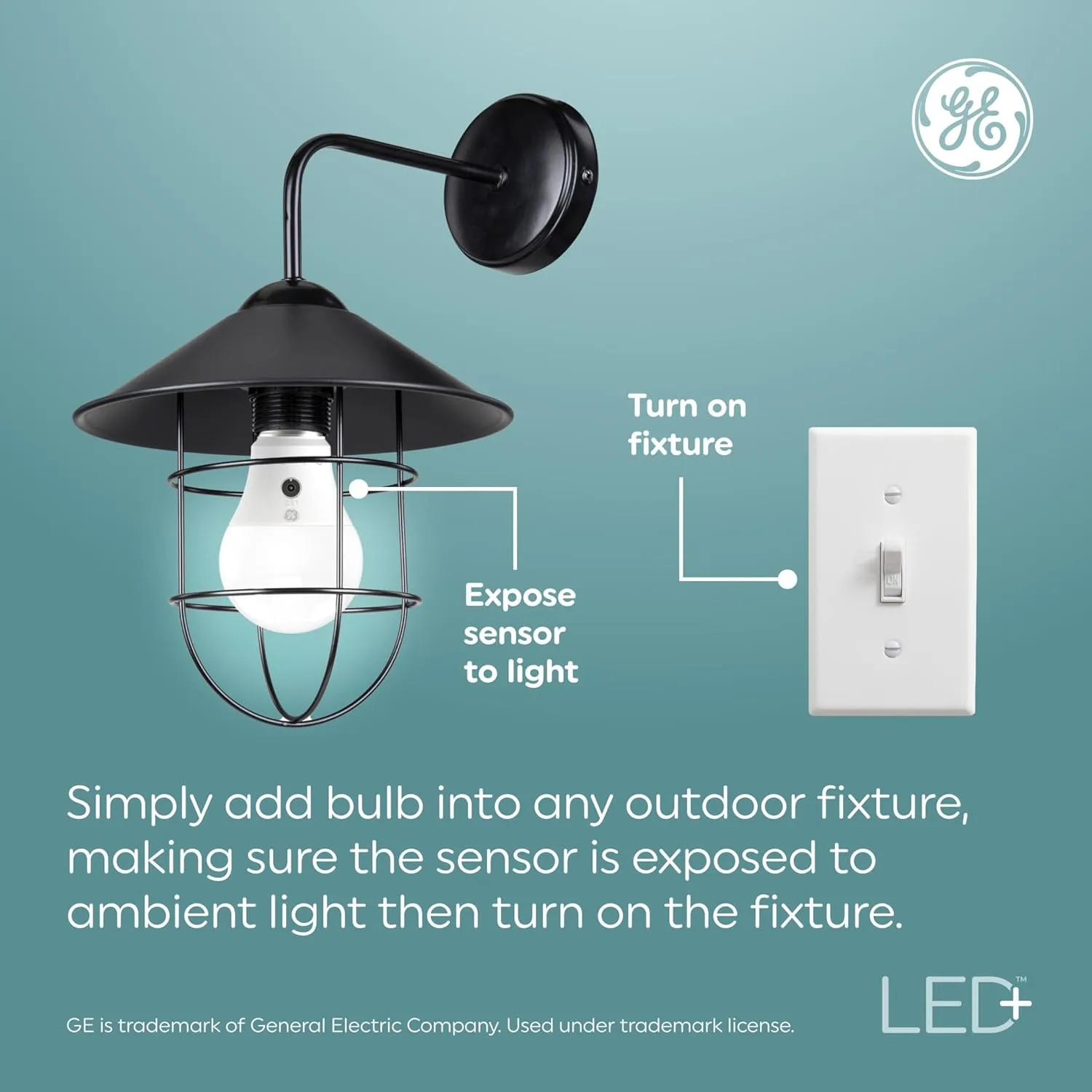 GE LED  A19 Dusk to Dawn LED Light Bulbs, Automatic On/Off Outdoor Security Light, Soft White (2 Pack)