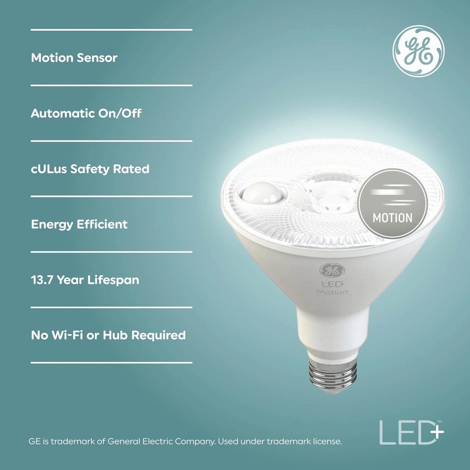 GE LED  Motion Sensor LED Light Bulbs, 15W, PAR38 Outdoor Security Floodlight, Warm White (2 Pack)