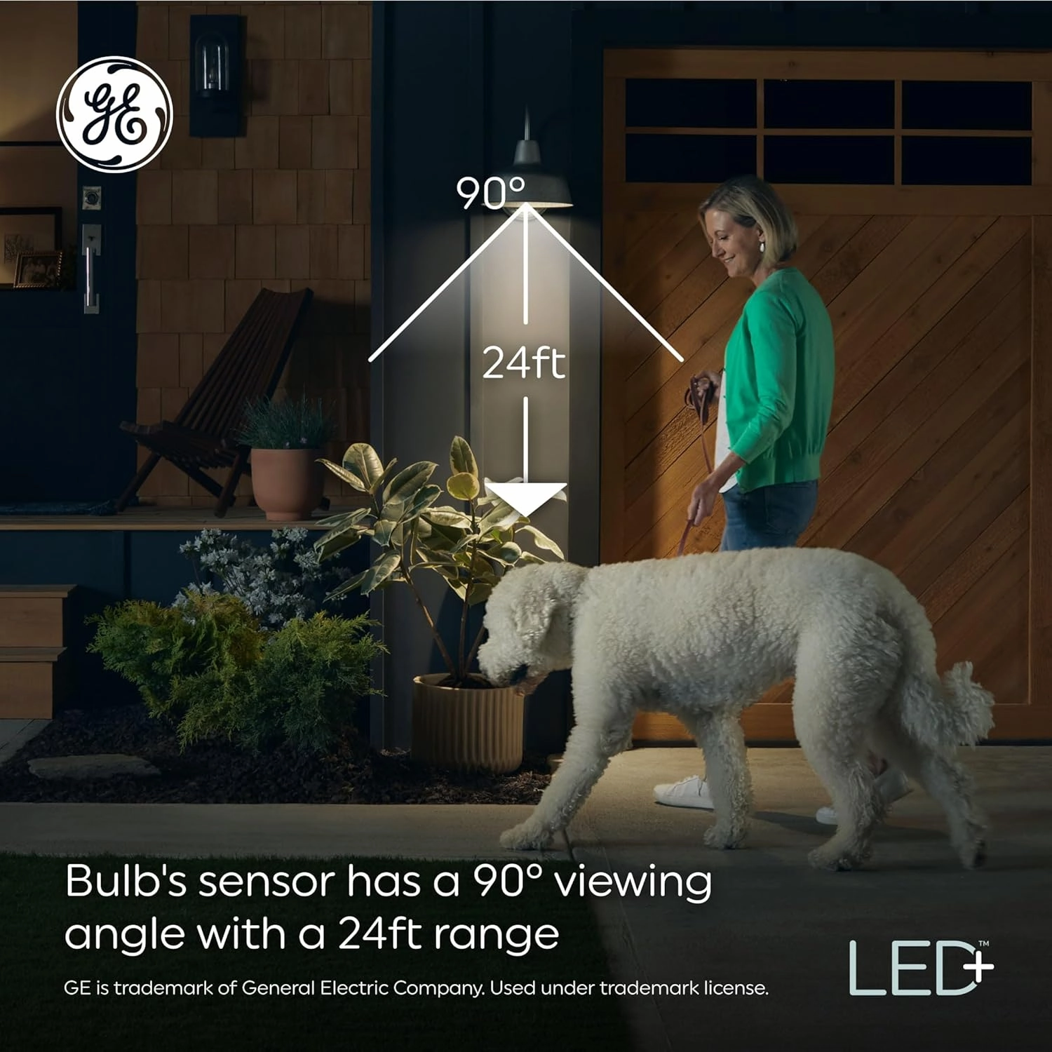 GE LED  Motion Sensor LED Light Bulbs, 15W, PAR38 Outdoor Security Floodlight, Warm White (2 Pack)