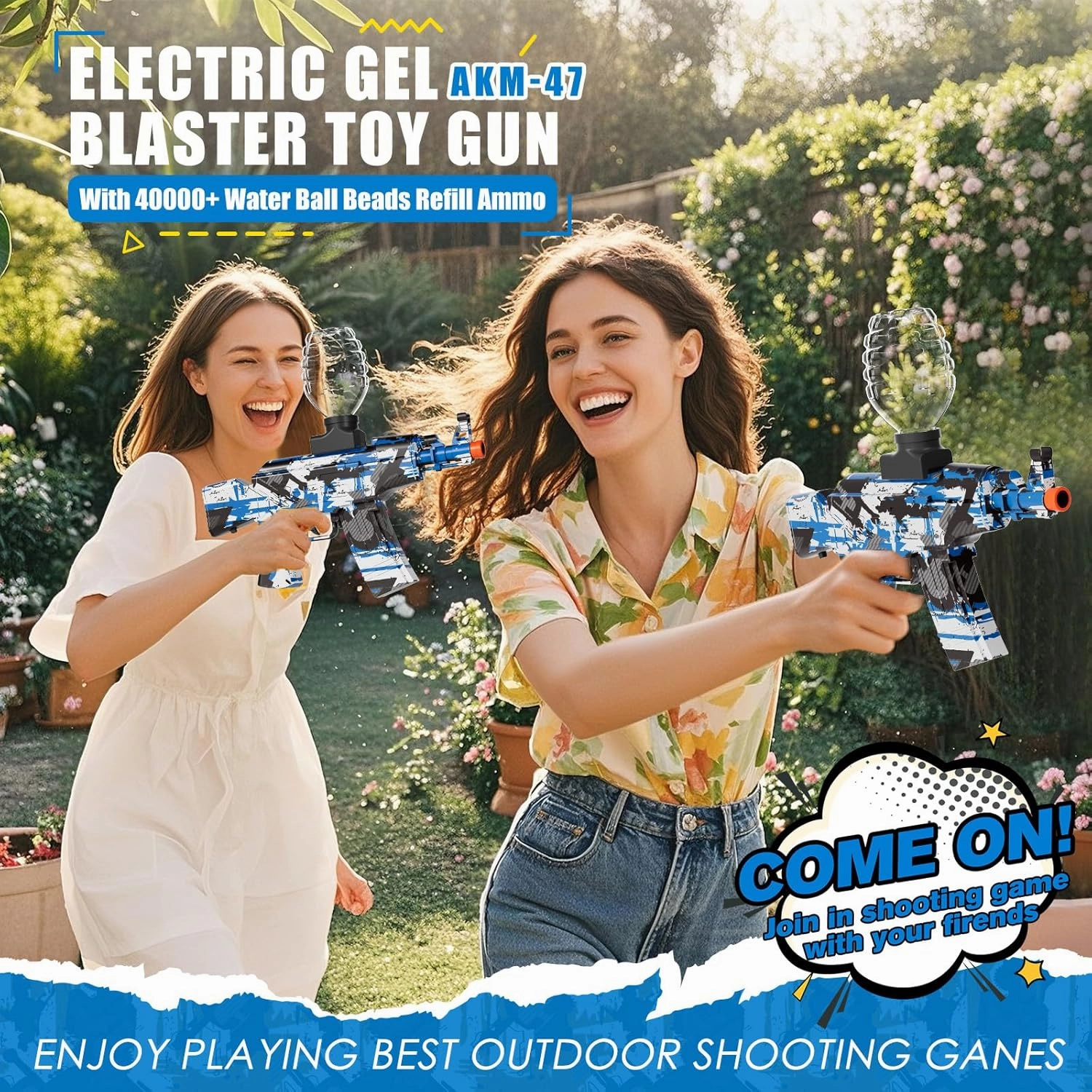 Gel Ball Blaster Gun, Splat Gel Gun for Precision Shooting, Electric Water Ball Blaster Gun with Top Loading Design, Great for Competitive Team Play, Ages 15  (Blue)