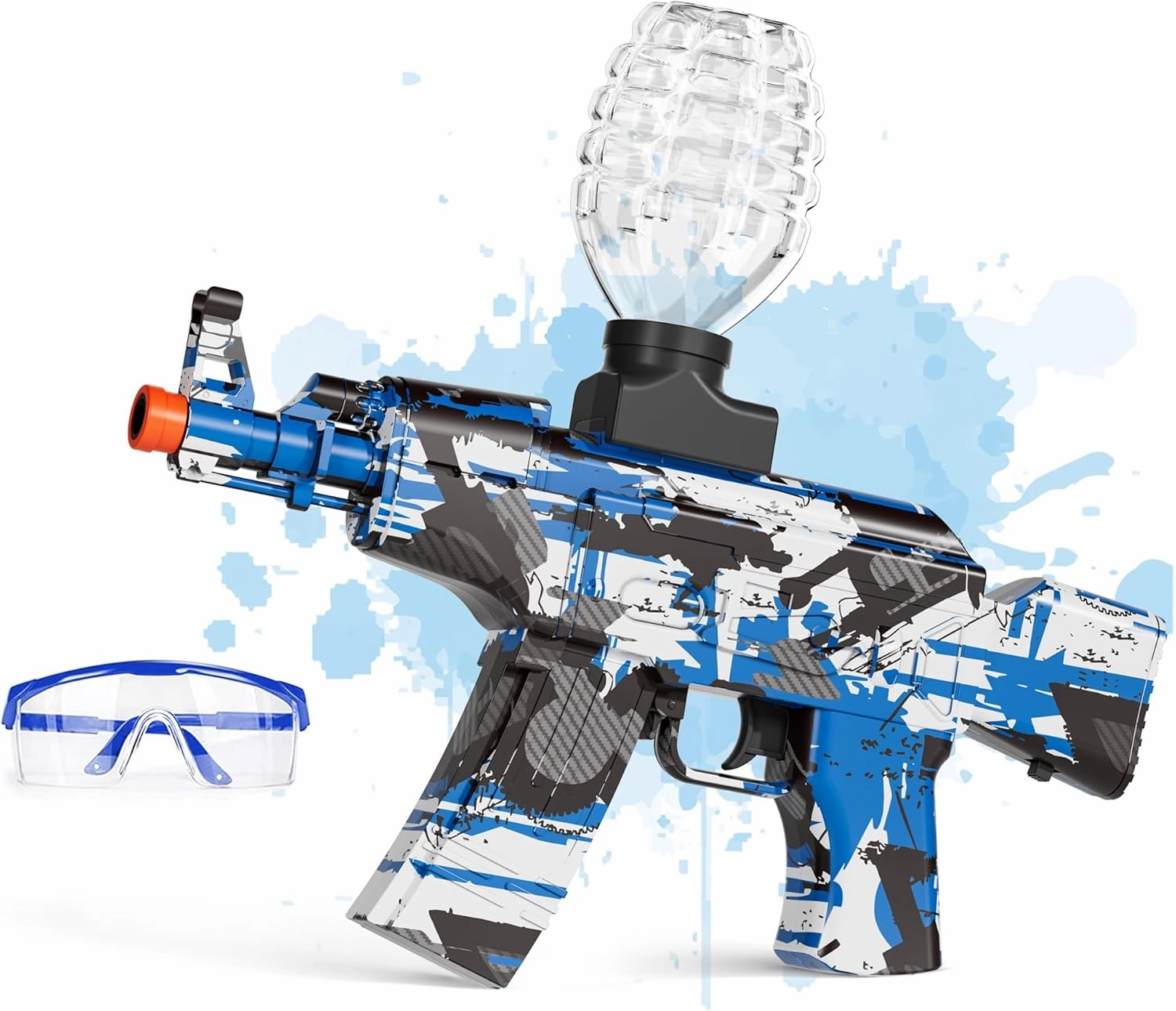 Gel Ball Blaster Gun, Splat Gel Gun for Precision Shooting, Electric Water Ball Blaster Gun with Top Loading Design, Great for Competitive Team Play, Ages 15  (Blue)