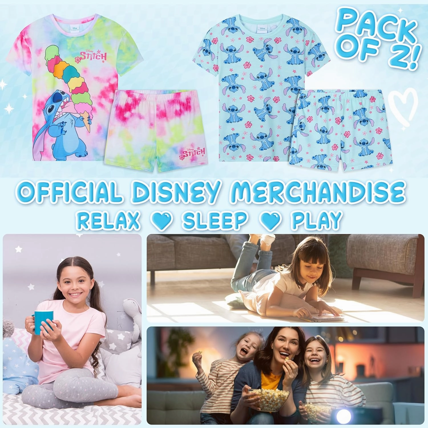 Get Trend Girls Pajamas Pack of 2 Cute PJs Teens Kids' Pajamas Girls' Sleepwear