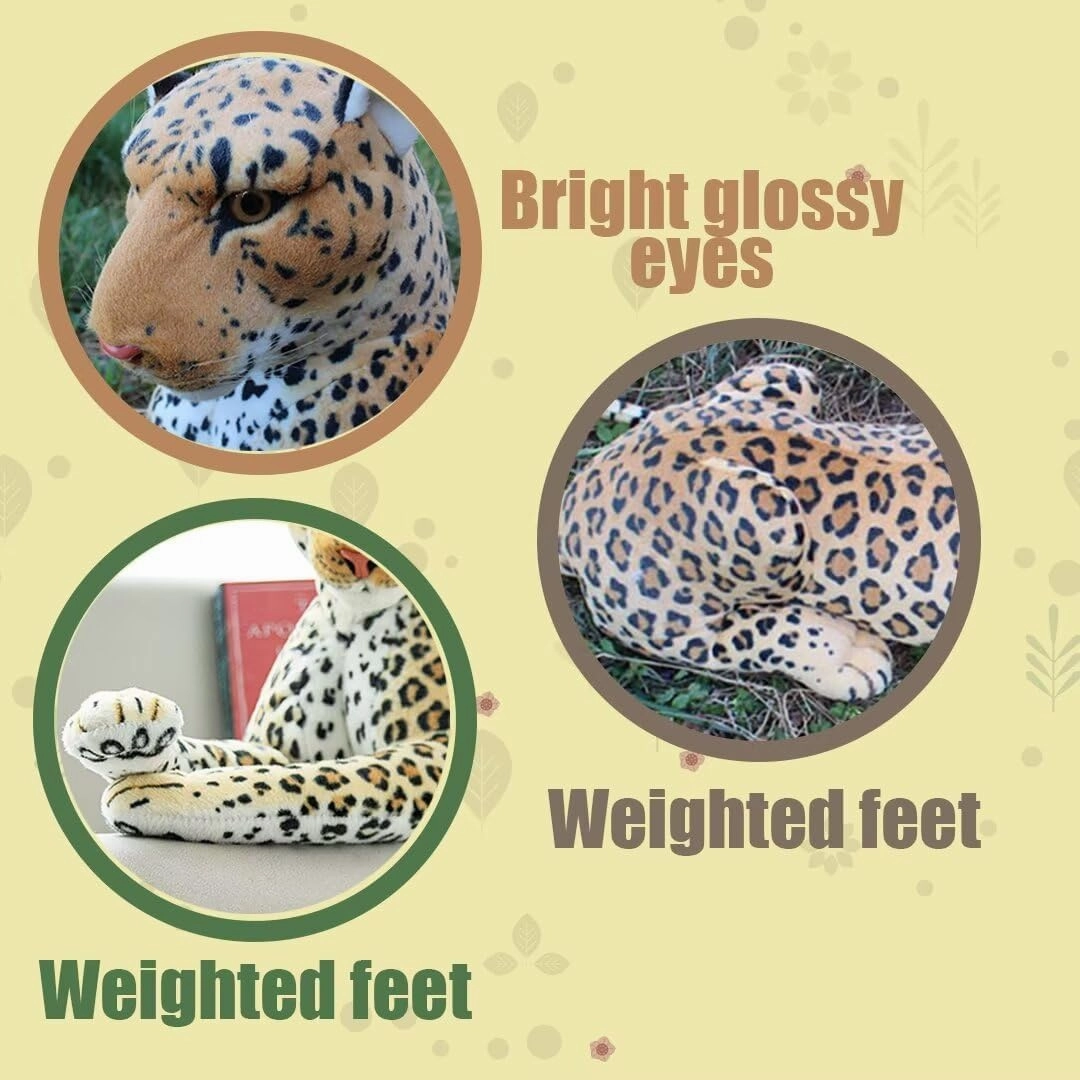 Giant Cheetah Stuffed Animal - Cheetah Plush Toy 27 Inch (Excluding Tail) - Large Leopard Stuffed Animal - Leopard Plush Toy