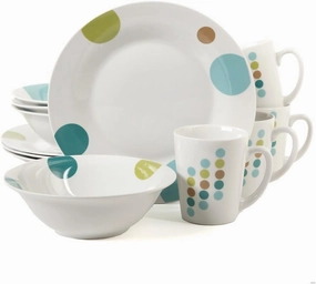 Gibson Home Retro Specks 12 Pc Dinnerware Set, Service for 4 (16) Piece, Multi-color