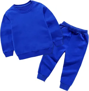Girls Sweatsuits Set Boys Girls Autumn Solid Color Cotton Long Sleeve Round Neck Sweatshirt Set Teen Outfits for Girls