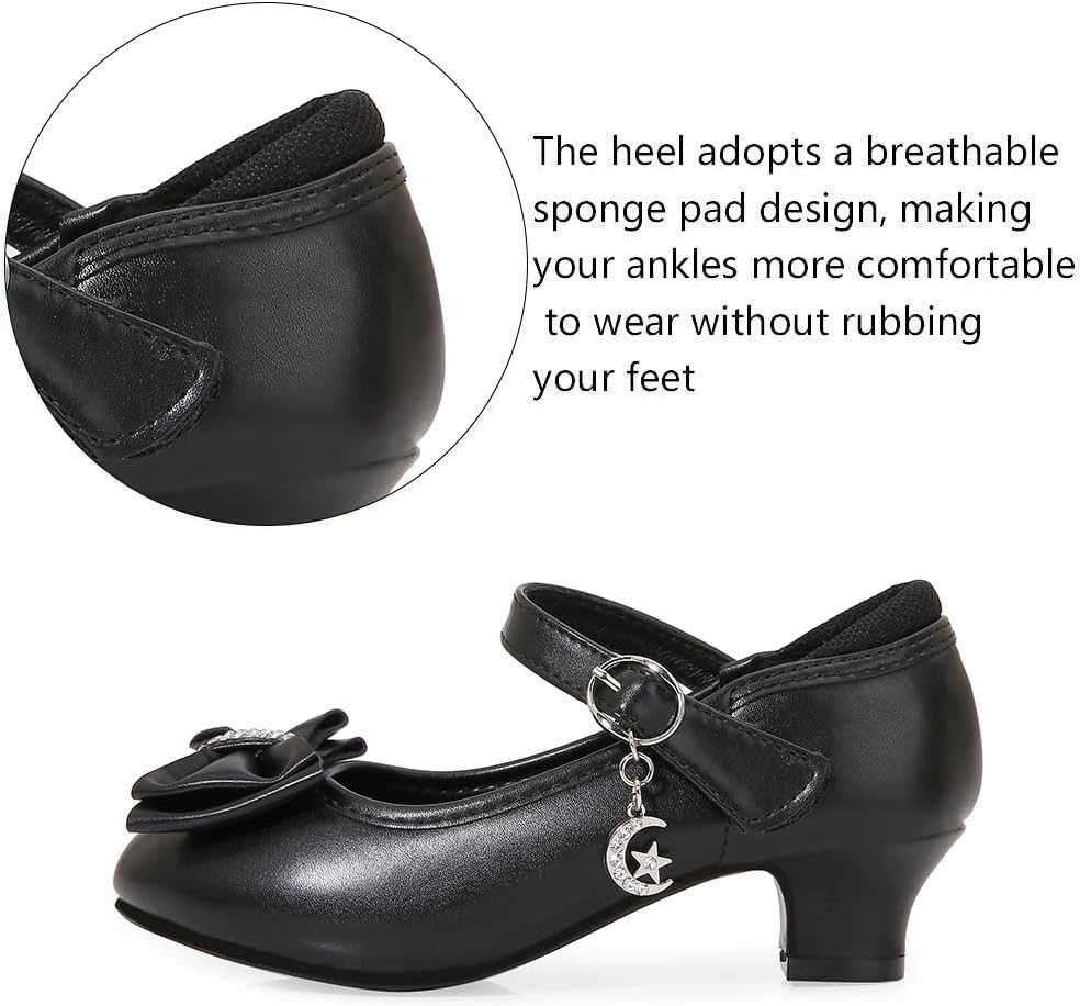 Girls Dress Shoes Prom Wedding Party Low Heel Glitter Prom Shoes Toddler Kids