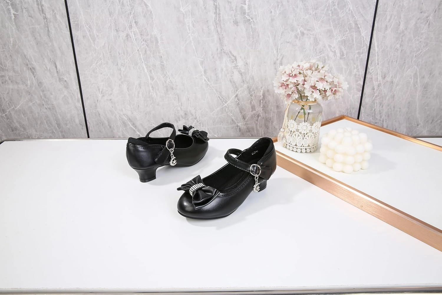 Girls Dress Shoes Prom Wedding Party Low Heel Glitter Prom Shoes Toddler Kids