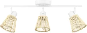 GLOBE Electric 64000043 22" 3-Light Track Lighting, Matte White, Bamboo Shades, Pivot Shade, Ceiling Light, Track-Light Heads, Kitchen Lights, E12 Socket