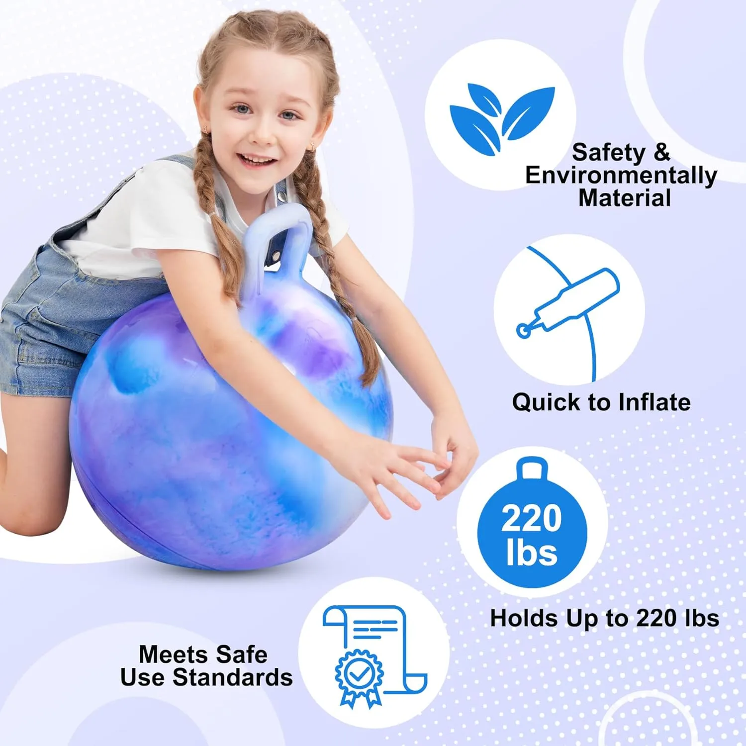 Glow-in-The-Dark Light Up Hopper Ball for Kids, 20 Inch Bouncy Ball with Handle, Inflatable Night Glow Jumping Toy for Boys and Girls Aged 6-12, Indoor & Outdoor Play, Includes Pump