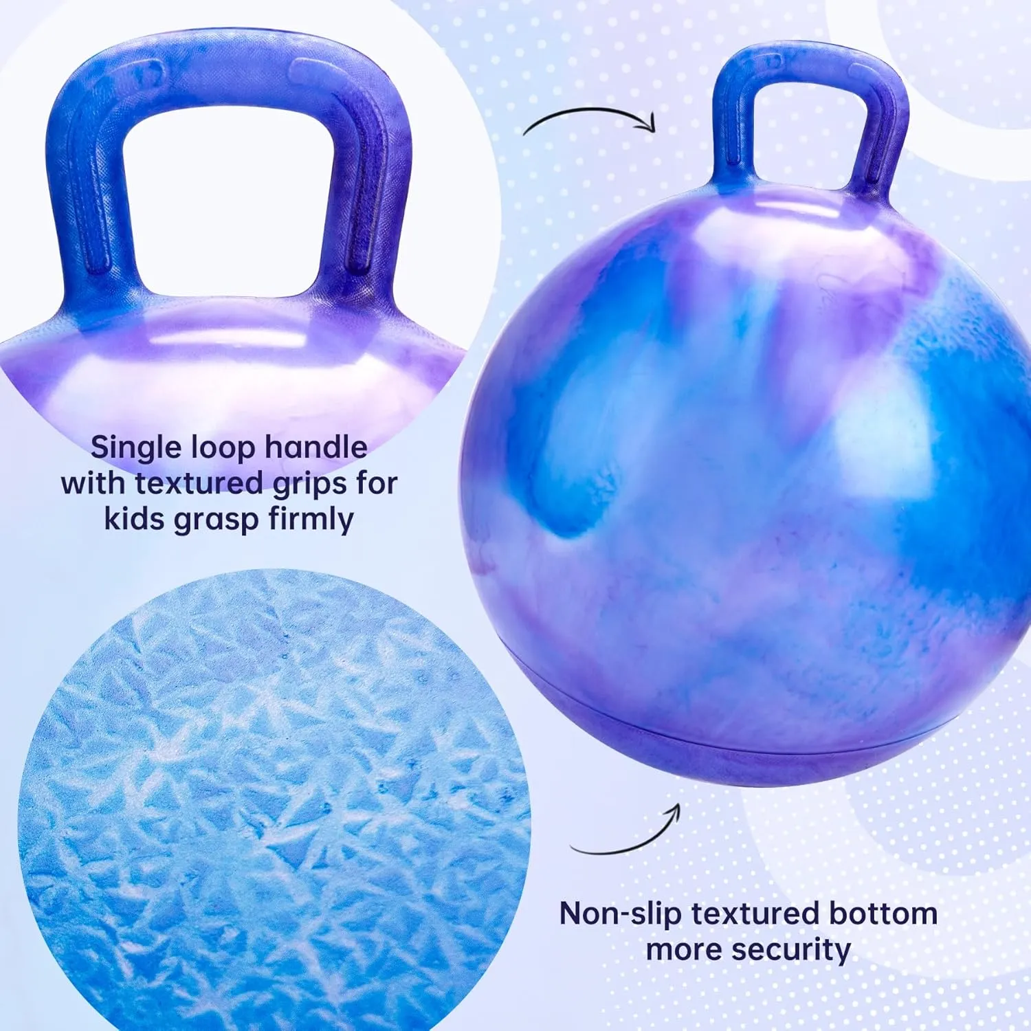 Glow-in-The-Dark Light Up Hopper Ball for Kids, 20 Inch Bouncy Ball with Handle, Inflatable Night Glow Jumping Toy for Boys and Girls Aged 6-12, Indoor & Outdoor Play, Includes Pump
