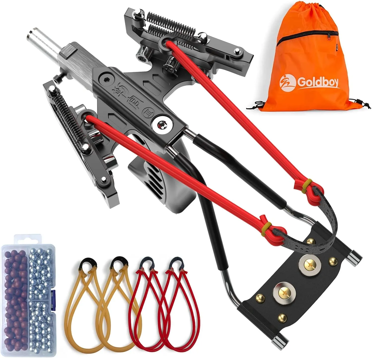 Goldboy Professional Slingshot, Wrist Rocket Slingshot with Red Beam Sight, Hunting Slingshot for Adults with 4 Rubber Bands Replacement and 220 Ammo for Adults