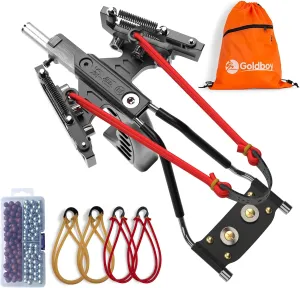 Goldboy Professional Slingshot, Wrist Rocket Slingshot with Red Beam Sight, Hunting Slingshot for Adults with 4 Rubber Bands Replacement and 220 Ammo for Adults