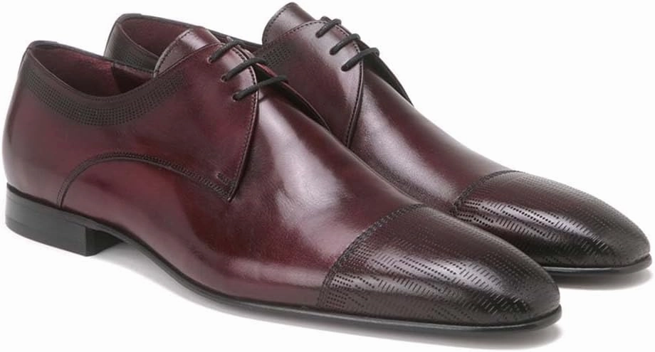 Golden Pass Men's Burgundy Cap Toe Leather Sole Oxfords Dress Shoes
