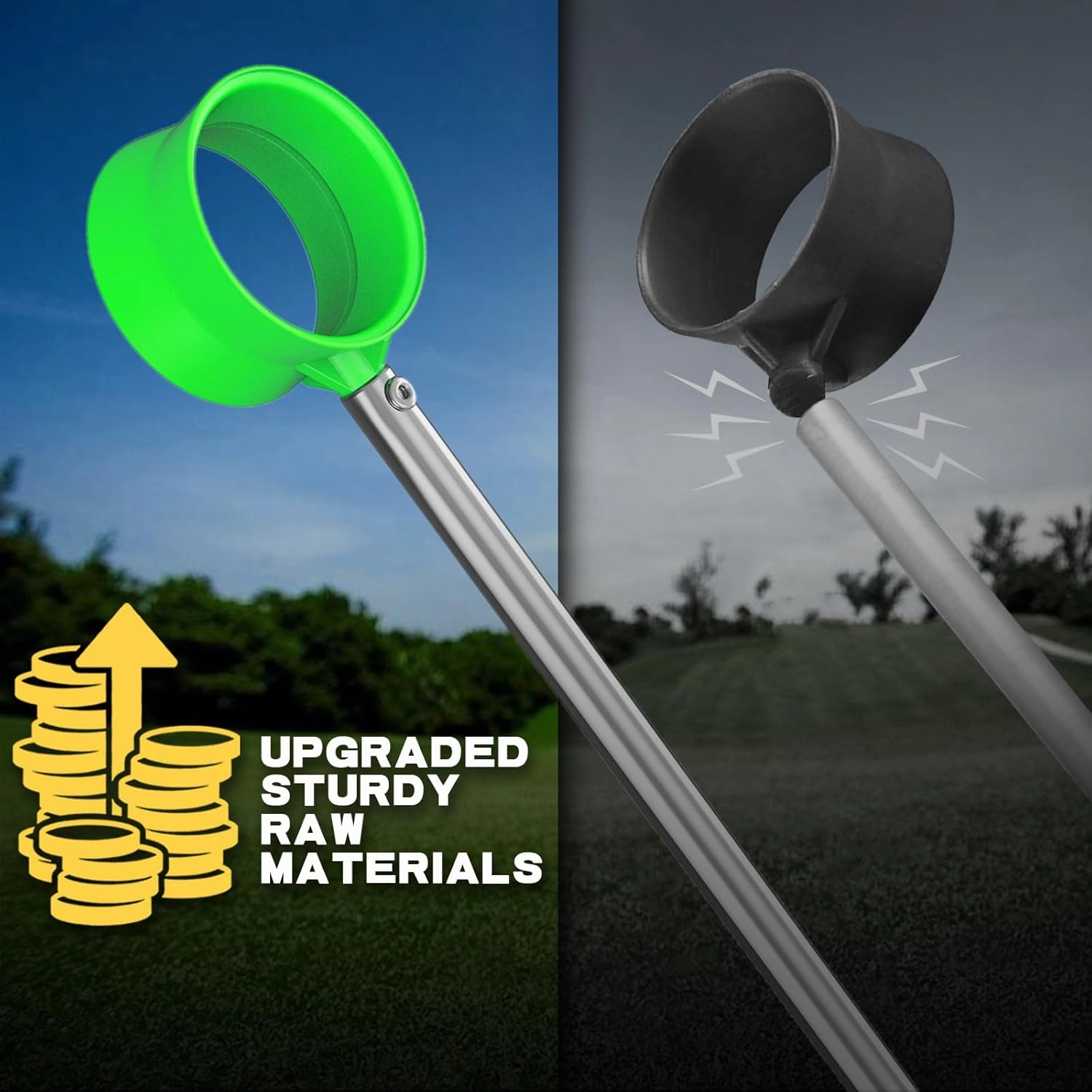 Golf Ball Retriever Telescopic for Water, 12Ft/9Ft Two-Sided Golf Ball Grabber Stainless Steel Ball Retriever Tool Golf Ball Picker Golf Accessories