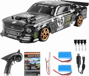 GoolRC RC Drift Car, 1:18 Scale 2.4GHz 4WD 30KM/H High Speed Remote Control Racing Car with LED Light Strip and 2 Batteries for Adults and Kids