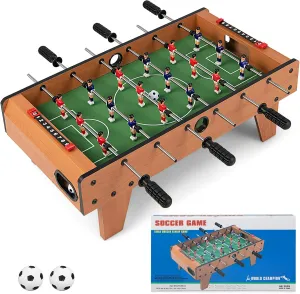 Goplus 27" Foosball Table, Portable Tabletop Soccer Game w/ 2 Footballs & 18 Soccer Keepers for Family Night, Game Room, Arcades, Bars, Parties, Wooden Football Game Set for Adults & Kids
