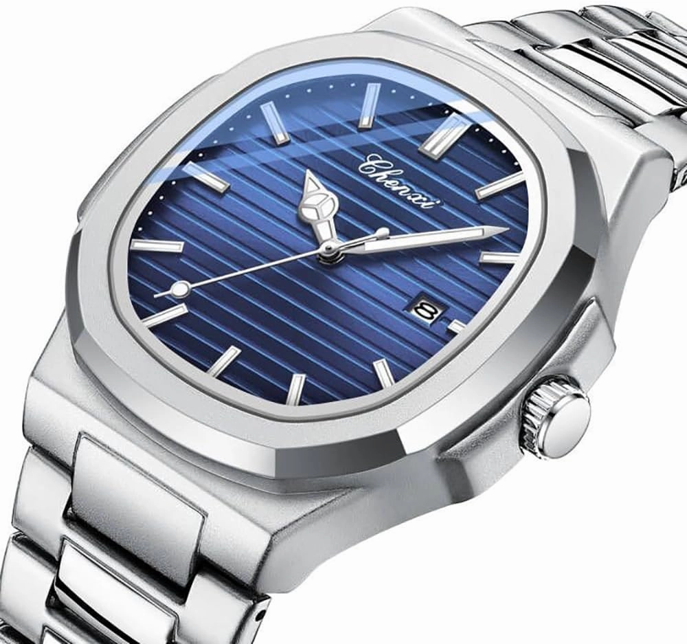 Gosasa Fashion Men's Watches Date Business Watch Stainless Steel Luxury Style Luminous Quartz Waterproof Analog Display Male Wristwatch