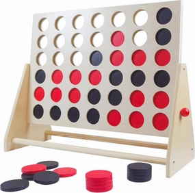GOTHINK Giant Wooden Four in a Row 1.9Ft Board Games for Family Night Toy Gifts - 4 in a Row Game Set with 42 Coins for Kids & Adults Birthday Party Games & Holiday Indoor/Ourdoor Activity