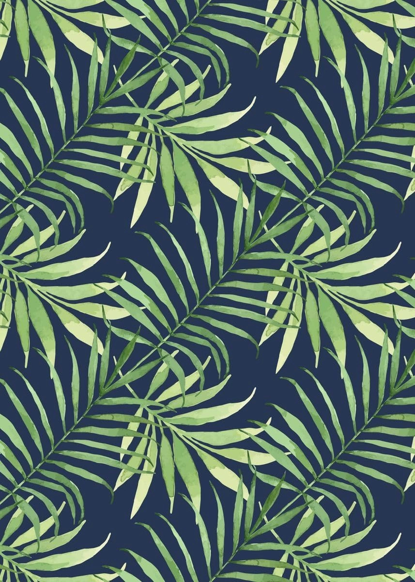 Green Navy Tropics Jungle Plam Leaves Indoor Outdoor Rug for Patio Backyard Deck Balcony Waterproof No-Slip Reversible Floor Carpet Mat Kitchen Laundry Bathroom Rug 7'x10'