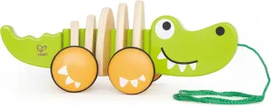 Hape Wooden Walk-A-Long Croc for Babies| Pull & Pull Walking Toy for Toddlers 12 Months and Up