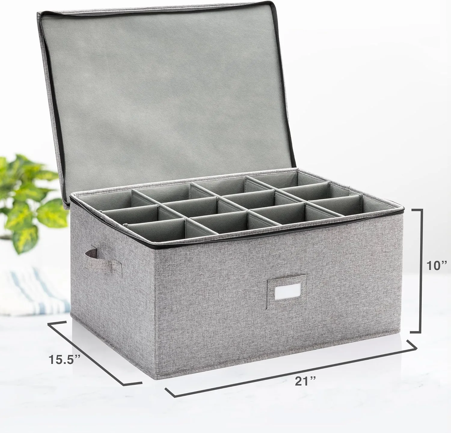 Hard Shell Goblets Storage Box with Dividers - 21"W x 15.5"D x 10"H - Stackable with Fully Padded Interior - Great for Cocktail and Wide Bar Glasses