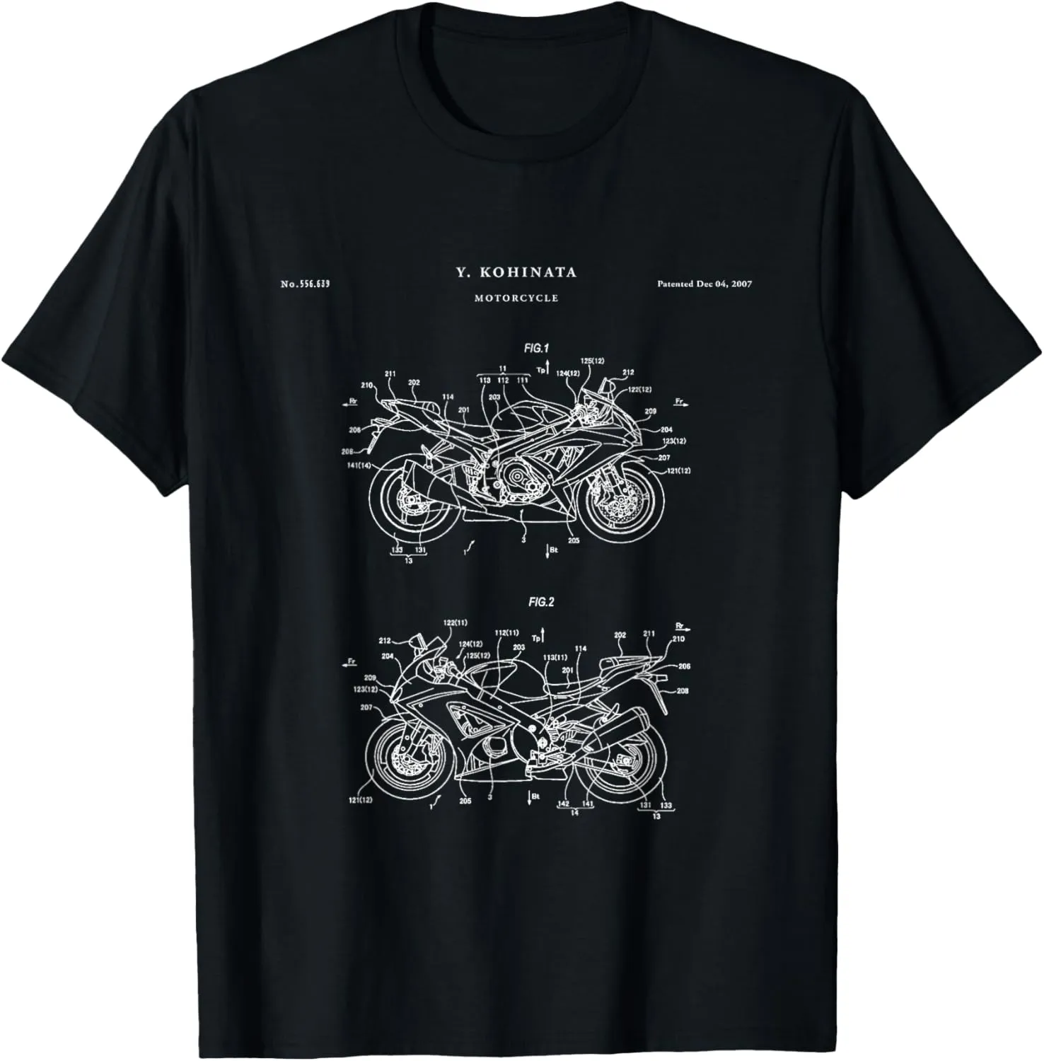 Hayabusa Patent T-Shirt - Black Unisex Adult Cycling Retro-Modern T-Shirt