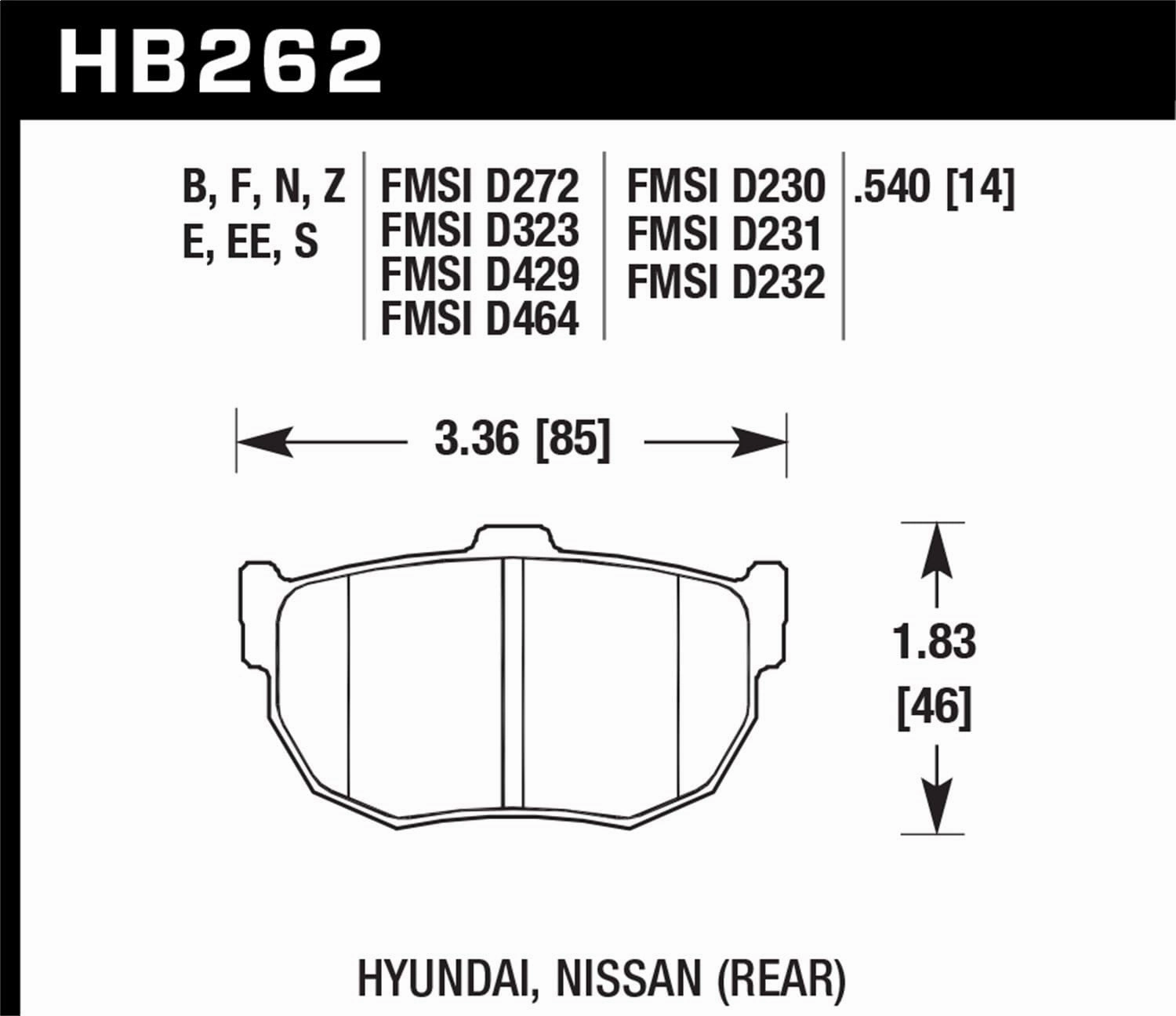 HB262F.540 HPS Performance Street Brake Pads