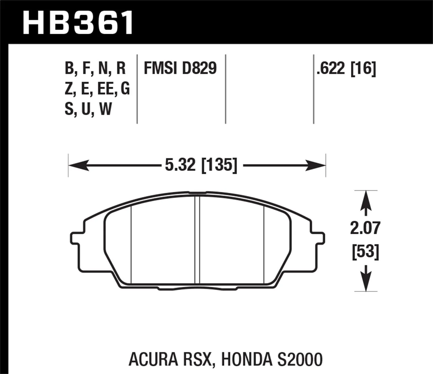 HB361F.622 HPS Performance Street Brake Pads